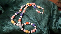 49 cm, very retro, necklace made of colored glass beads.