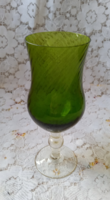 Zöld nagy méretű talpas üveg pohár, kehely