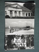 Postcard, balaton doll, mosaic details, resort, pier, harbor, cultural center