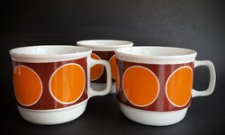 Zsolnay 3 display large mugs with orange dots