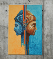 Pilipár éva: double buddha 2-part acrylic painting, canvas
