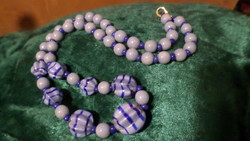 52 cm vintage necklace made of forget-me-not glass beads.