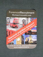 Kártyanaptár, kisebb méret, Foremost Recruitment munkaerő közvetítő iroda,autóbusz, 2008, (6)