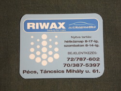 Card calendar, smaller size, riwax auto cosmetics, Pécs, 2008, (6)