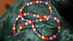 60 cm, very retro, necklace made of colored glass beads.