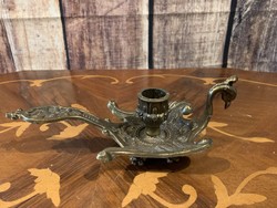 Bronze peacock candle holder