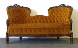 1Q578 antique beautiful old gold carved inlaid sofa 178 cm
