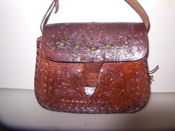 Bag - genuine leather - 26 x 20 x 17 cm - all sides finished - 1 copper coin missing - flawless