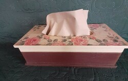 Romantic pink wooden handkerchief holder box