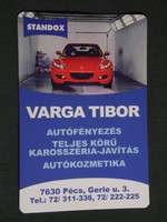 Kártyanaptár, Varga Tibor autófényezés, kozmetika, Pécs, Mazda RX autó, 2008, (6)