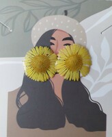 Yellow natural flower earrings