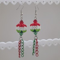 National color beaded, chain earrings