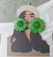 Green natural flower earrings
