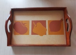 Wooden tray with tile insert