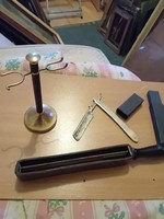 Old razor, razor sharpener and brush holder