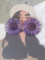 Purple real flower earrings
