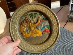Handmade African copper wall plate with dromedary