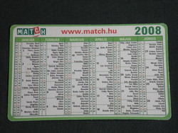 Card calendar, match grocery stores, department store, name day, 2008, (6)