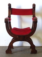 1Q575 antique Venetian chair upholstered carved human head throne chair