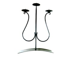 Wrought iron large candlestick with slim three branches elegant