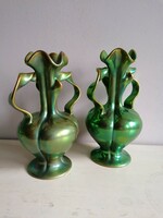 Zsolnay eozin, ( 5336 ) vases with ribbon ears are sold in pairs!