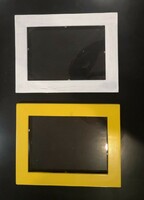 2 wooden picture frames together with 18x13 cm glass