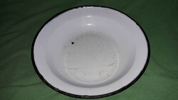 Régi zománcozott jelzett fém tál tányér 22 cm átmérő a képek szerint