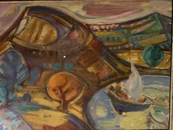Klie Zoltán (1897-1992): Tóparton festmény