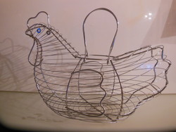 Hen - egg holder - metal - 35 x 25 x 17 cm + ear - stainless steel - German - flawless