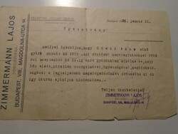 ZA492.7- Kubala László anyjának Stecz Anna ajánlólevele 1931 Zimmermann Lajos dobozgyára Budapest