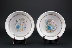 Hand-painted wall plate, marked, 2 pieces