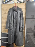 Long dark gray men's leather jacket