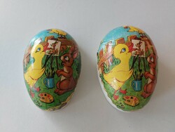 Retro papírmasé húsvéti tojás nyuszit festő kacsa mintás