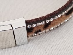 Leopard pattern, women's bracelet, wrist decoration - genuine leather