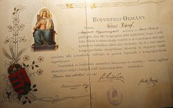 Registration document for admission to the congregation named after the Grandmother of the Hungarians in 1909