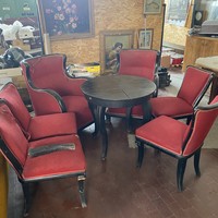 Table to be renovated + 2 armchairs + 4 chairs - lounge set
