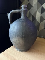 Antique black rattle jar, teapot jar, harvest jar