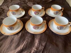 Six-person Zsolnay tea set with coaster