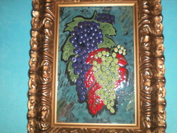 Fire enamel, large size: 30cm x 20cm. Title: bunches of grapes.