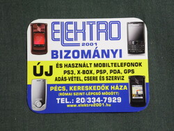 Kártyanaptár,kis méret, Elektro bizományi , mobiltelefon üzlet, Pécs,  2009, (6)