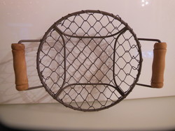 Basket - metal - wood - 19 x 16 x 3.5 cm + handle 3 - 3 cm - German - perfect