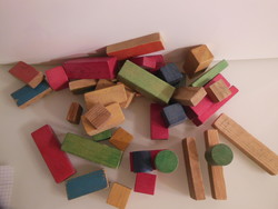 Building blocks - wood - 40 pcs - old - 12 x 3 cm - 3 x 3 cm German - flawless