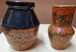 Tófej, marked, retro, applied art, glazed, ceramic vases are sold together