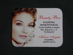Card calendar, smaller size, beauty box cosmetics makeup tattoo, Pécs, female model, 2009, (6)