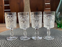 Retro crystal short drinking glass, total of 4. Brandy glasses