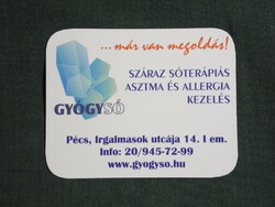 Kártyanaptár,kis méret, Gyógysó só terápiás kezelés üzlet, Pécs,  2009, (6)