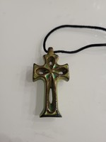 Zsolnay eosin crucifix chain pendant