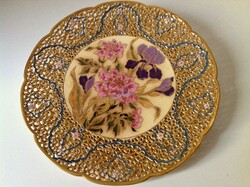 Zsolnay decorative bowl with openwork rim 36 cm. - Restored