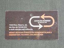 Card calendar, small size, German technical translator Norbert Adorján, Pécs, 2009, (6)
