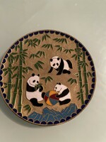 Fairy china enamel decorative plate with panda bears.